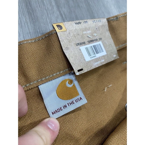Vintage NWT Carhartt Double Knee Carpenter Jeans Pants 44x34 Made In USA Brown - Picture 3 of 11